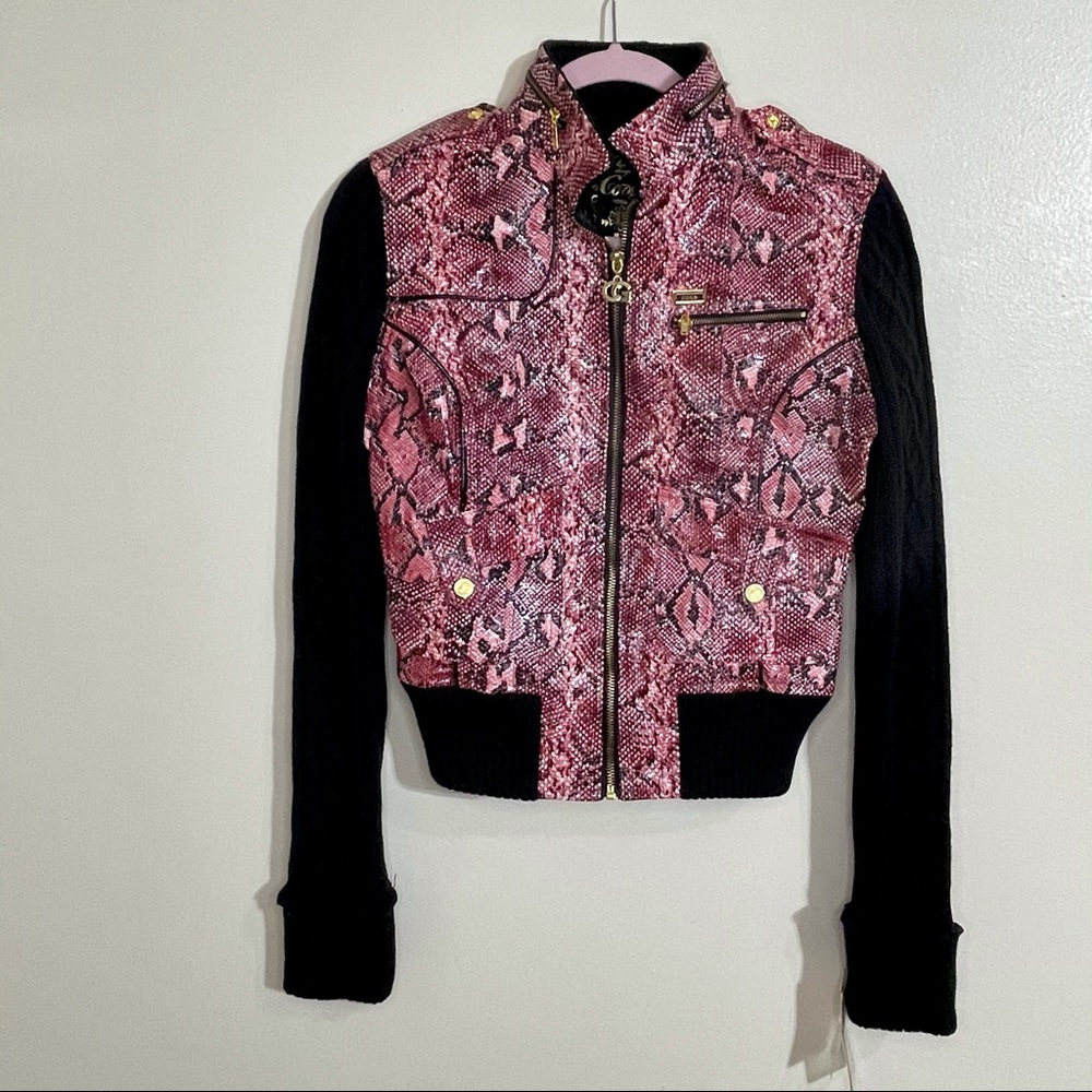 COOGI Faux Snake Skin Jacket Sweater Sleeve NWT size Small - Picture 5 of 16
